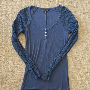 Victoria's Secret Blue Lace Sleeve Long Sleeve Top